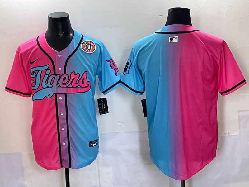 Men 2025 Detroit Tigers Blank Blue pink Game Nike MLB Jersey style 02
